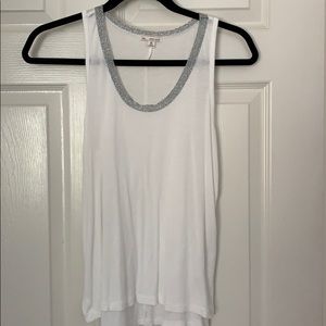 Gap white tank with silver knit trimming
